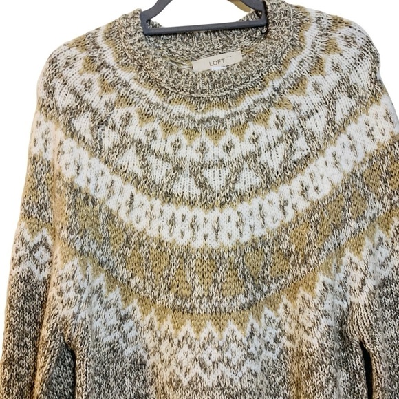 LOFT Long Sleeve Knit Dress - Gray and Gold - Picture 2 of 15
